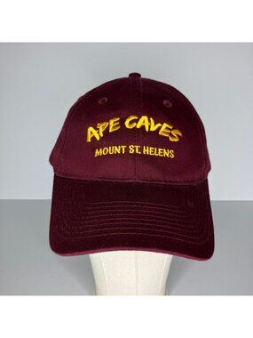 Ape Caves Mount St. Helens Baseball Cap Maroon Adjustable Hat Men's
